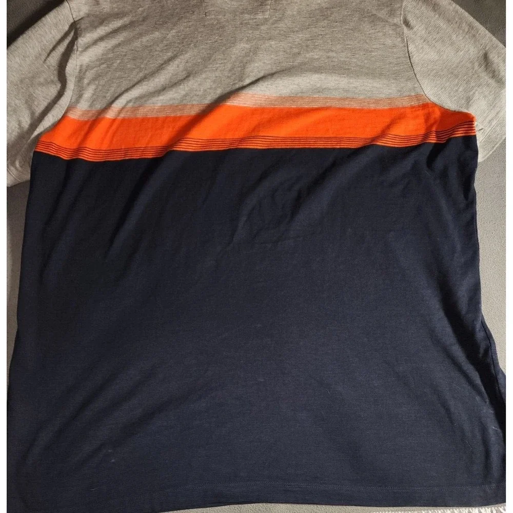 Banana Republic Shirt Mens XL Blue Orange Colorblock Short Sleeve Quarter Button